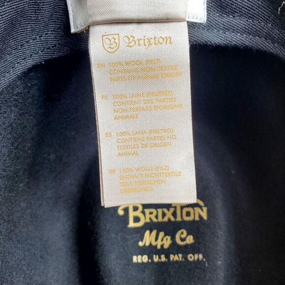 Brixton 100% Wool Black Fedora Hat Black Leather Band Size Medium 7 1/4 - Picture 7 of 7